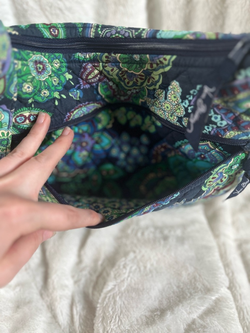 NWOT 2000's Vera Bradley Floral Crossbody Bag in Green and Blue - Picture 4 of 8